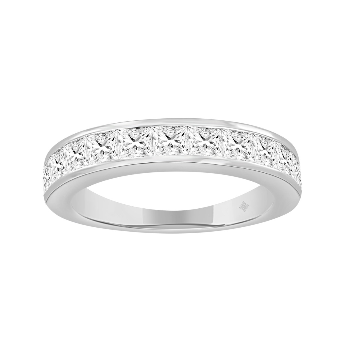 14K WHITE GOLD 1 1/2CT PRINCESS DIAMOND LADIES BAN...