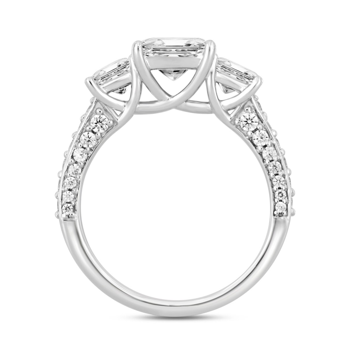 LADIES RING 3CT ROUND/PRINCESS DIAMOND 14K WHITE GOLD (CENTER STONE PRINCESS DIAMOND 1 1/2CT )