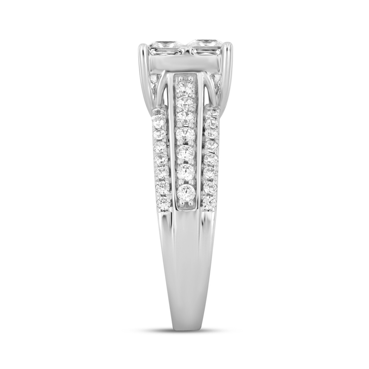 LADIES RING 1 1/2CT ROUND/PRINCESS DIAMOND 14K WHITE GOLD