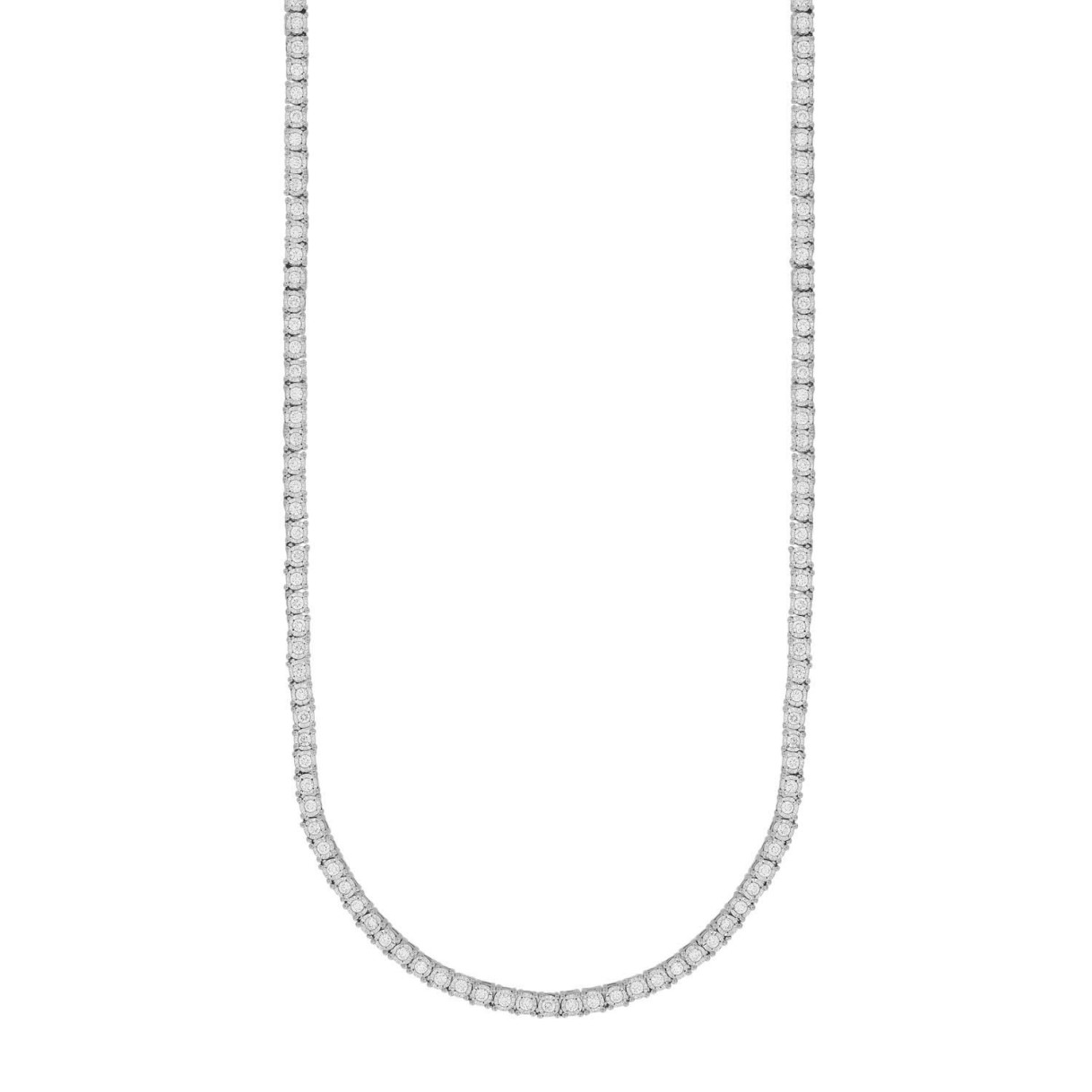 LADIES NECKLACES 3CT ROUND DIAMOND 14K WHITE GOLD