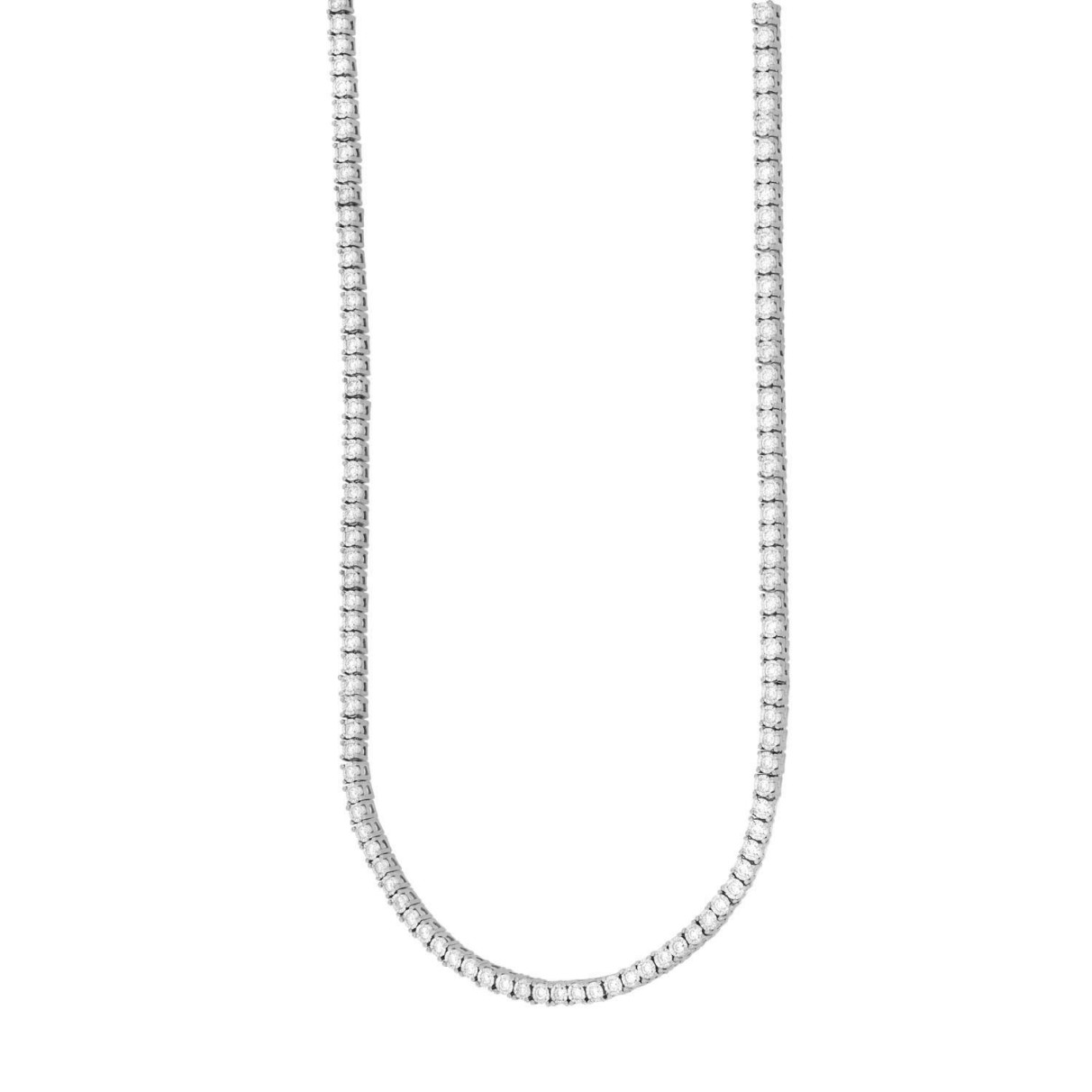 LADIES NECKLACES 3CT ROUND DIAMOND 14K WHITE GOLD