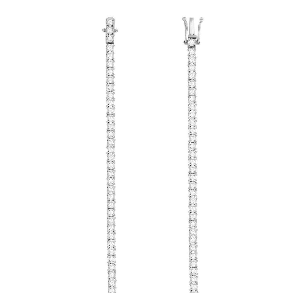 LADIES NECKLACES 3CT ROUND DIAMOND 14K WHITE GOLD