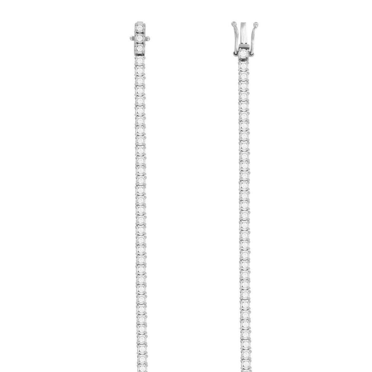 LADIES NECKLACES 3CT ROUND DIAMOND 14K WHITE GOLD