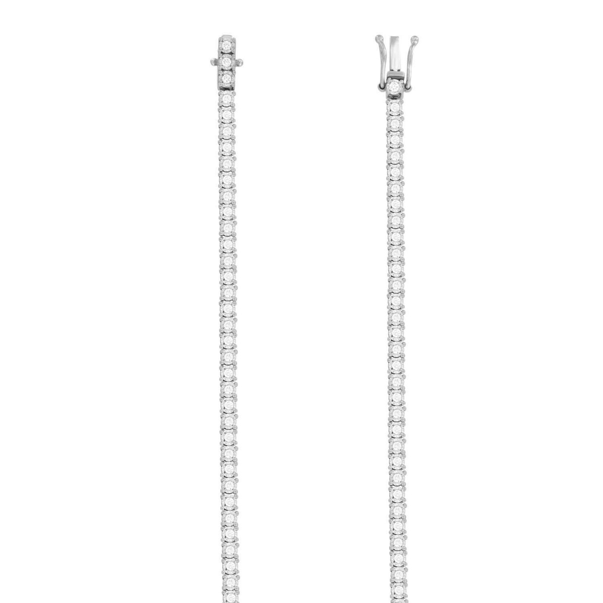 LADIES NECKLACES 3CT ROUND DIAMOND 14K WHITE GOLD