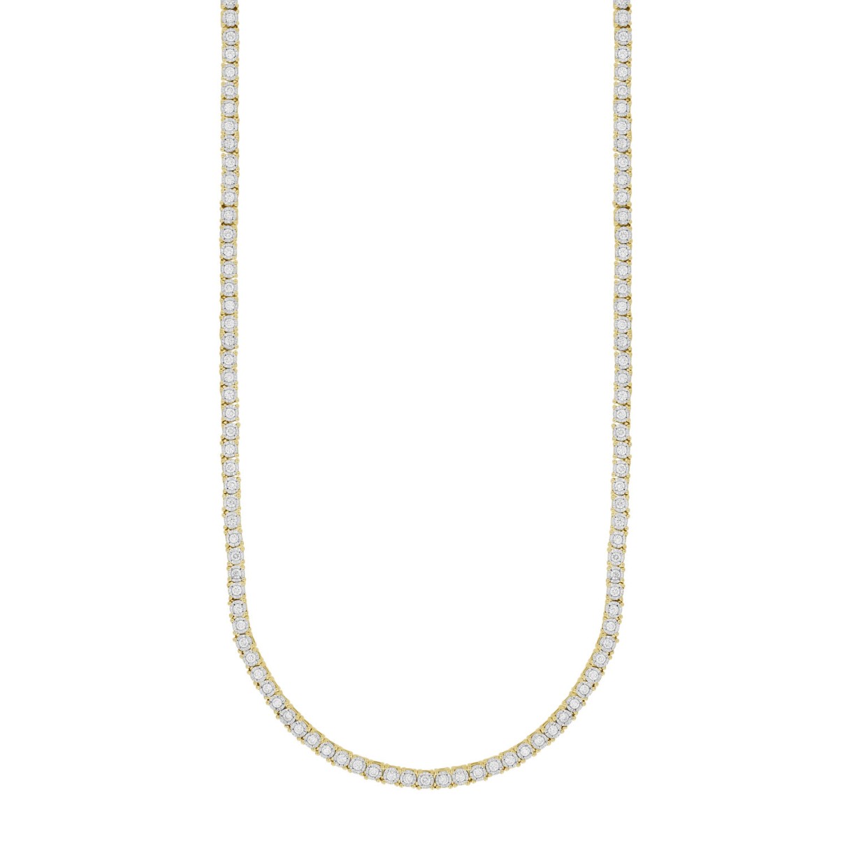 LADIES NECKLACES 3CT ROUND DIAMOND 14K YELLOW GOLD