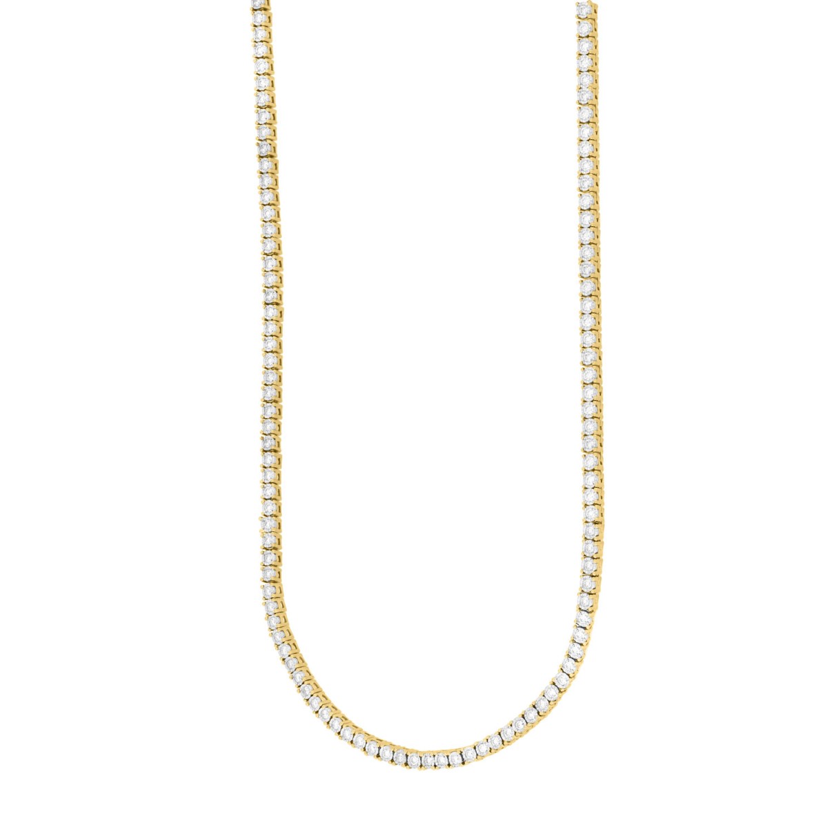 LADIES NECKLACES 3CT ROUND DIAMOND 14K YELLOW GOLD