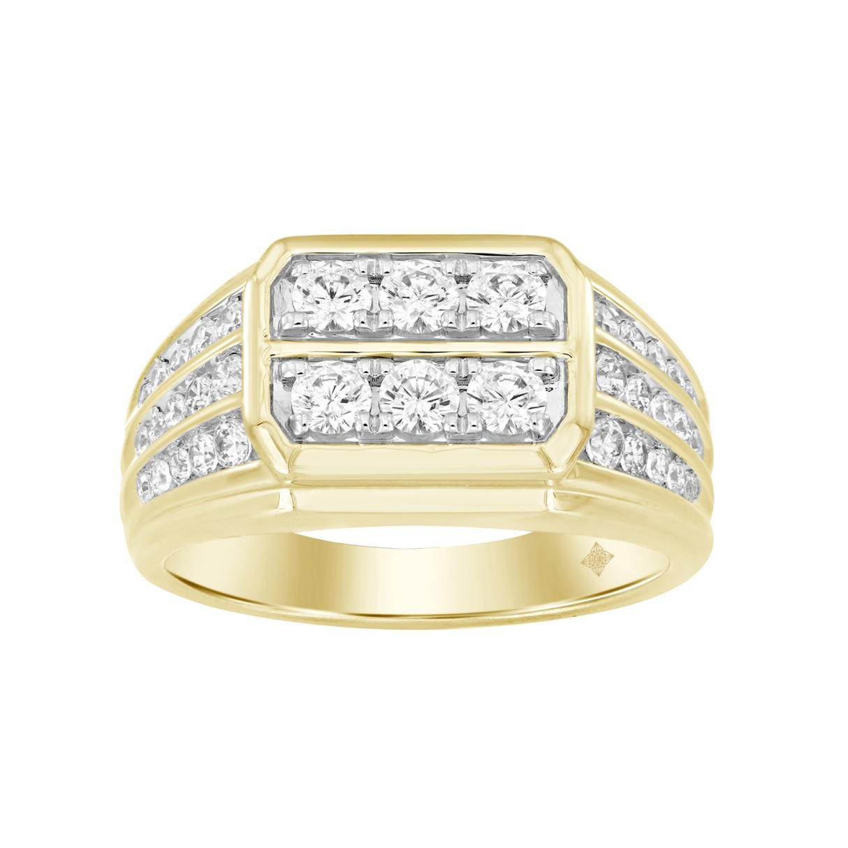 MEN'S RING 1 1/4CT ROUND DIAMOND 14K YELLOW GOLD