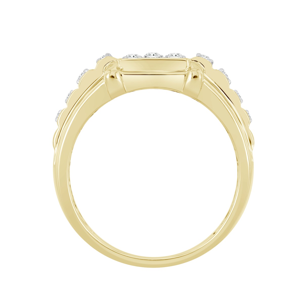 MEN'S RING 1/2CT ROUND DIAMOND 14K YELLOW GOLD