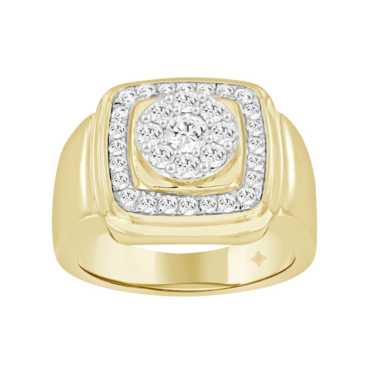 MEN'S RING 1CT ROUND DIAMOND 14K YELLOW GOLD