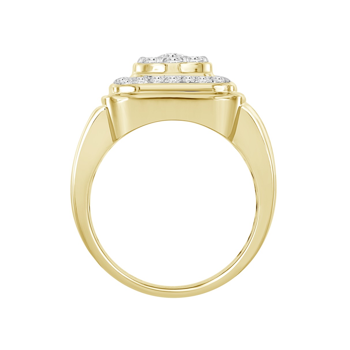 MEN'S RING 1CT ROUND DIAMOND 14K YELLOW GOLD