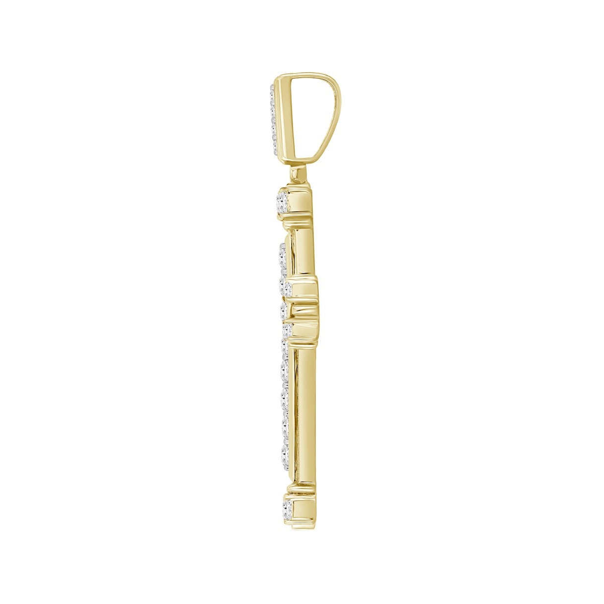 MEN'S CHARM PENDANT 3 1/2CT ROUND/EMERALD DIAMOND 14K YELLOW GOLD