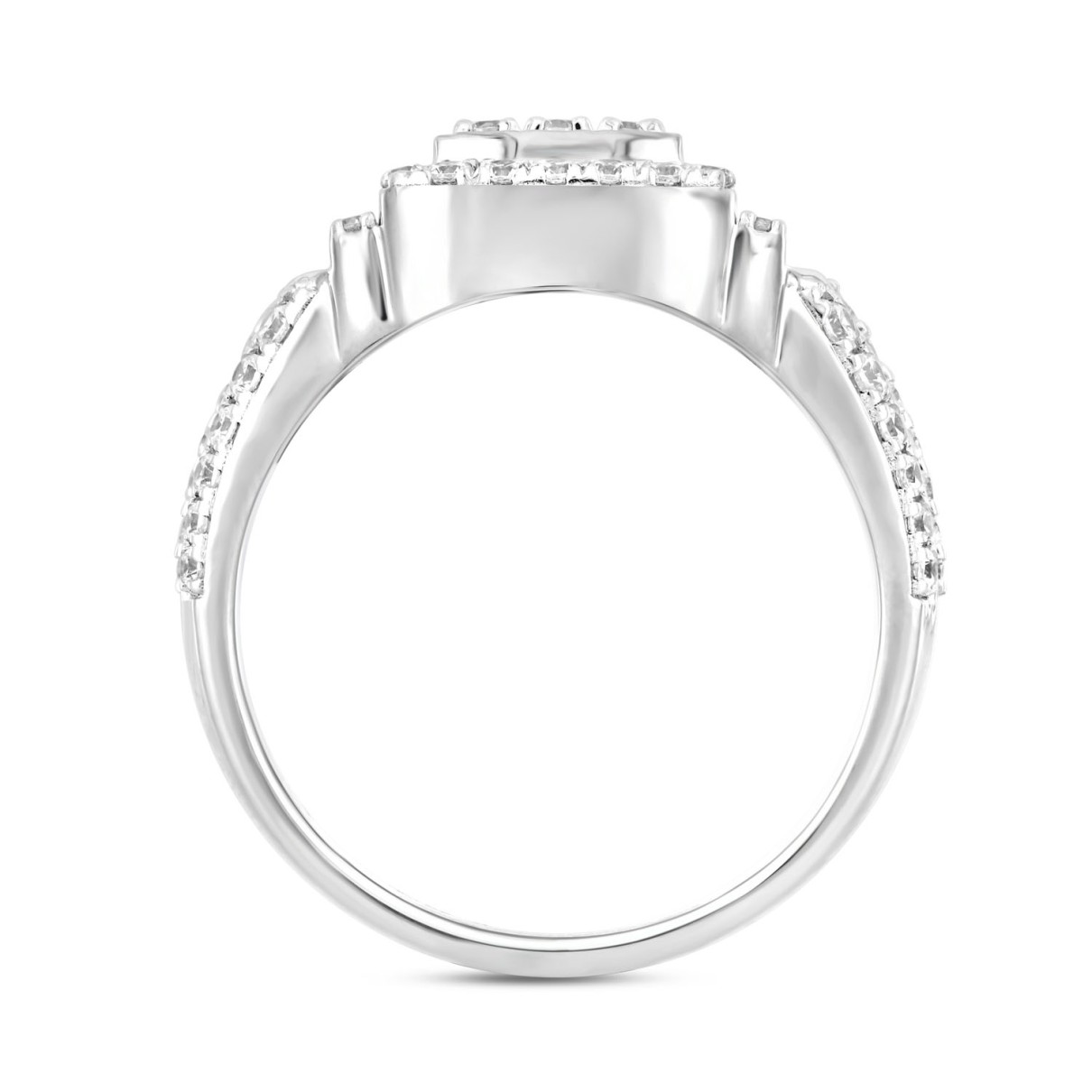 MEN'S RING 1 1/4CT ROUND DIAMOND 14K WHITE GOLD