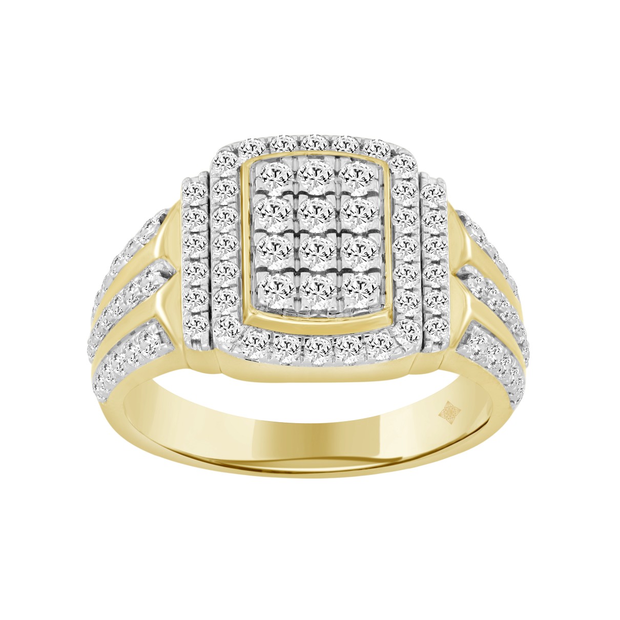 MEN'S RING 1 1/4CT ROUND DIAMOND 14K YELLOW GOLD