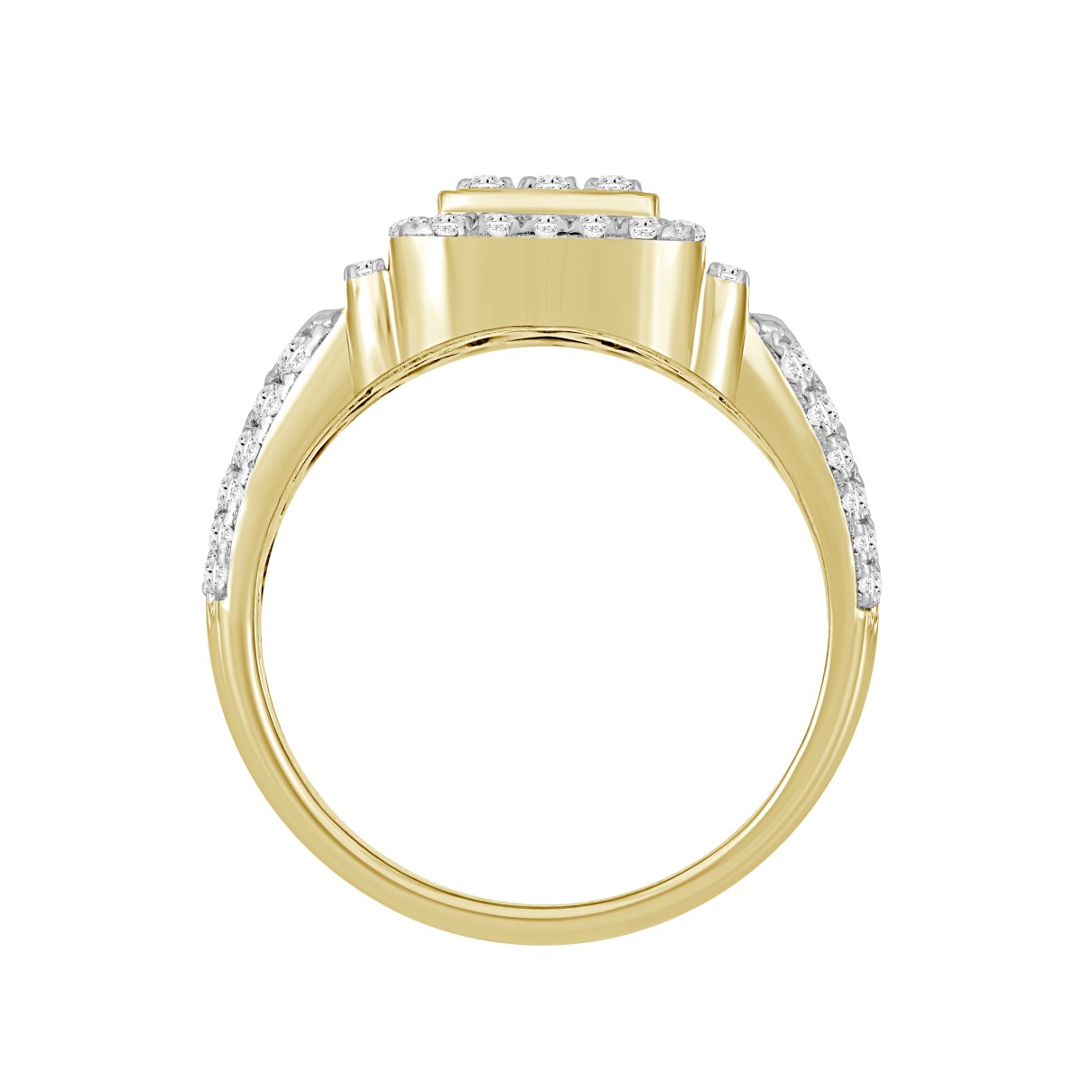 MEN'S RING 1 1/4CT ROUND DIAMOND 14K YELLOW GOLD