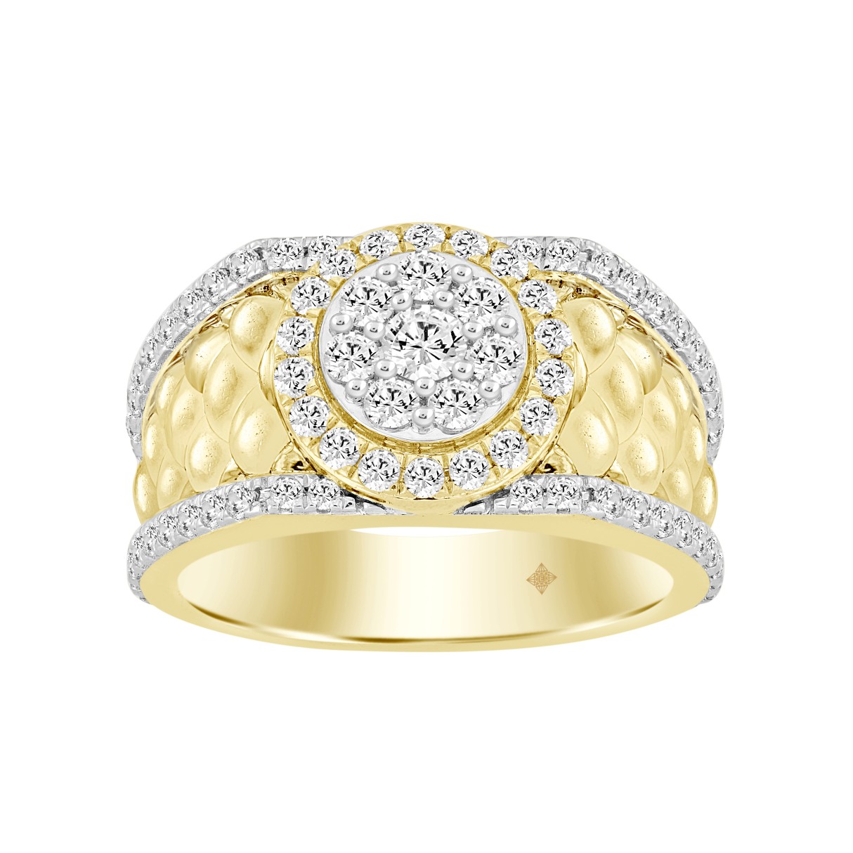 MEN'S RING 1 1/3CT ROUND DIAMOND 14K YELLOW GOLD...