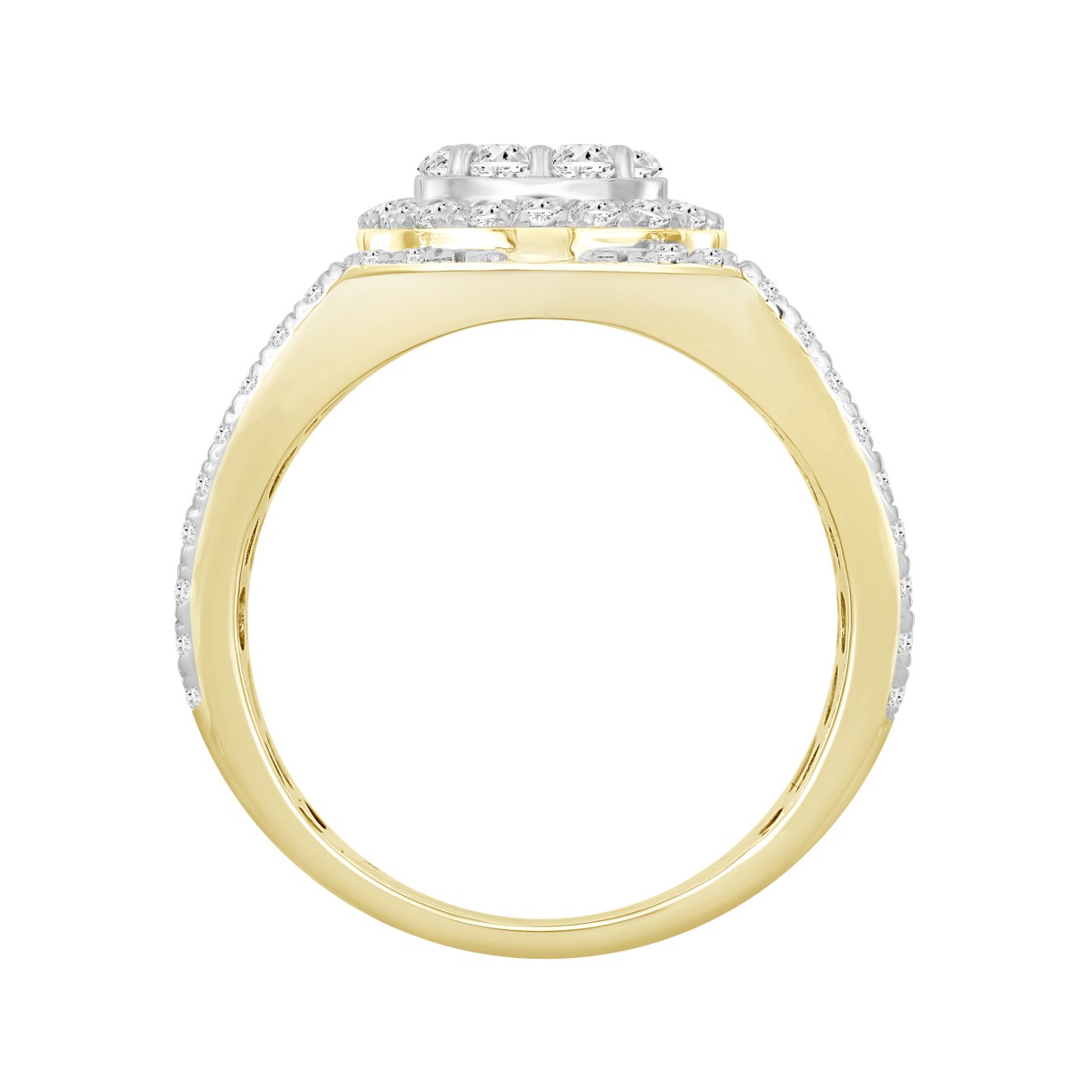 MEN'S RING 1 1/3CT ROUND DIAMOND 14K YELLOW GOLD