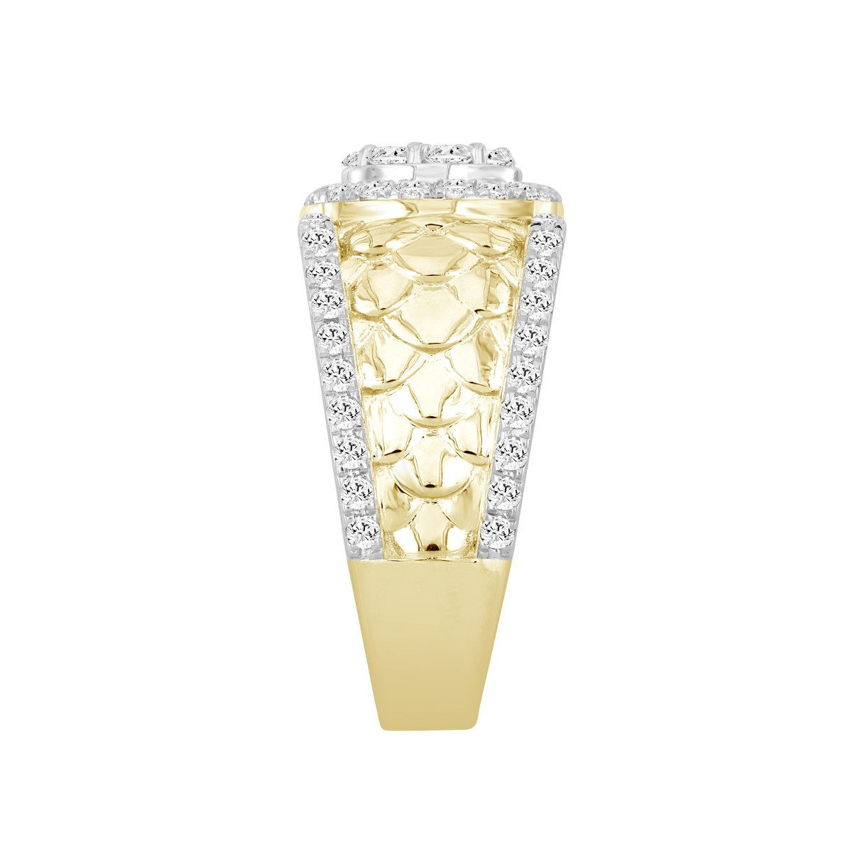 MEN'S RING 1 1/3CT ROUND DIAMOND 14K YELLOW GOLD