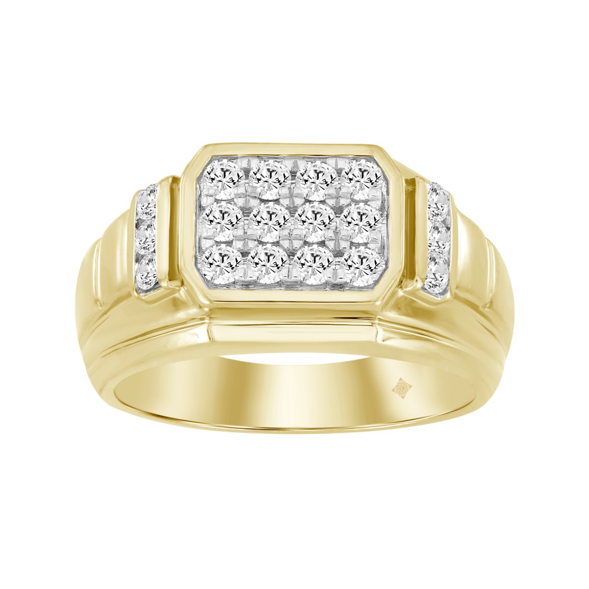 MEN'S RING 3/4CT ROUND DIAMOND 14K YELLOW GOLD...