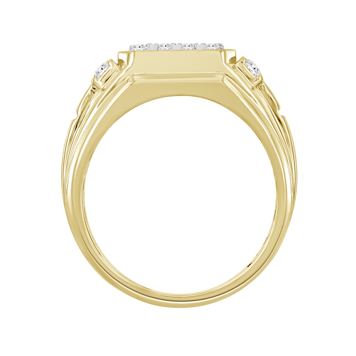 MEN'S RING 3/4CT ROUND DIAMOND 14K YELLOW GOLD