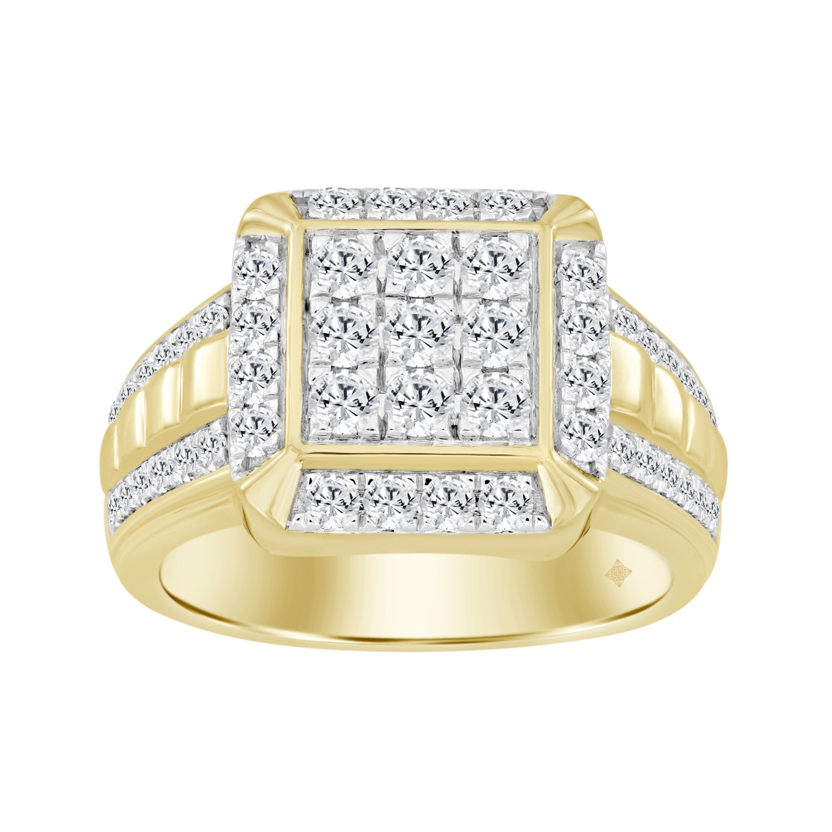 MEN'S RING 1 1/2CT ROUND DIAMOND 14K YELLOW GOLD...