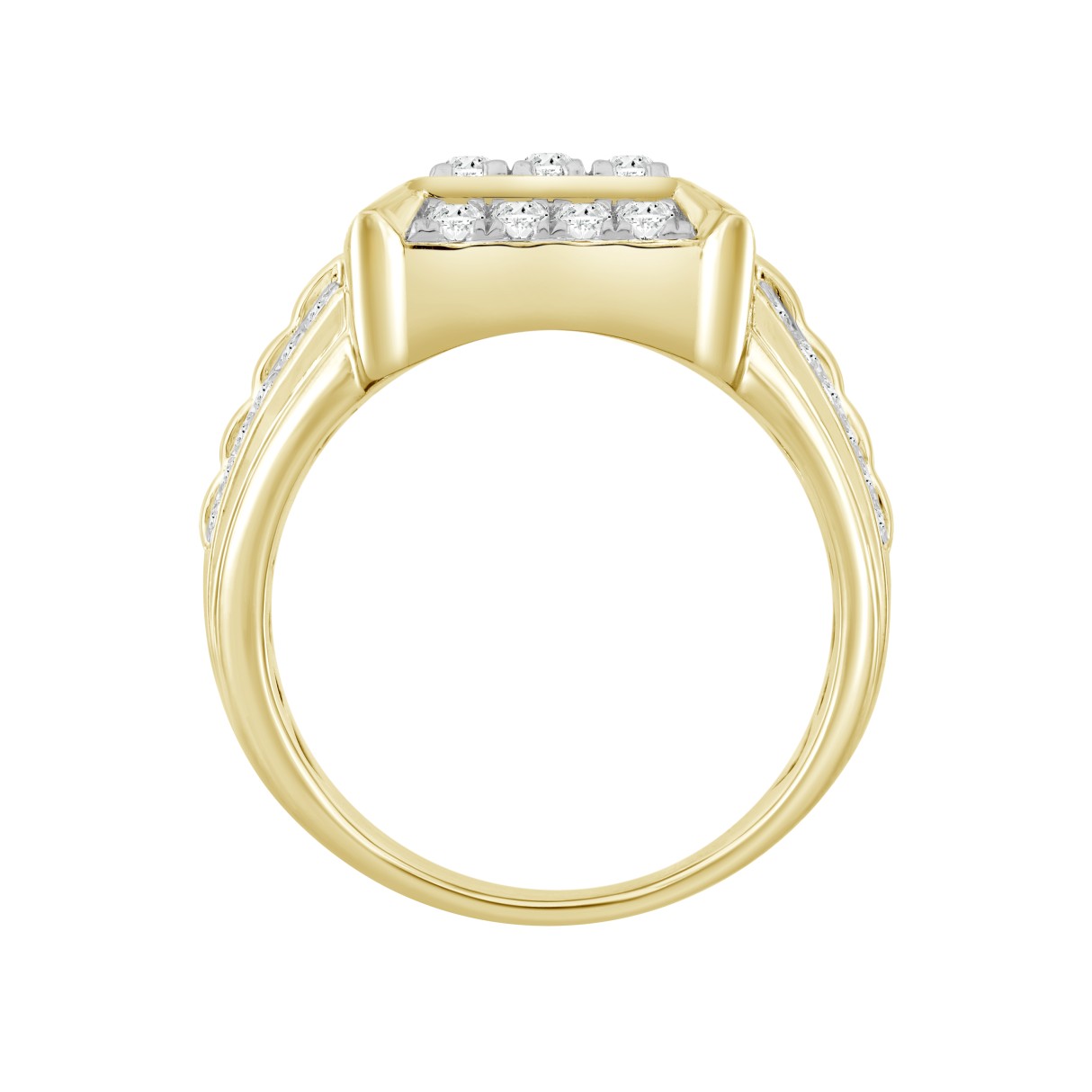 MEN'S RING 1 1/2CT ROUND DIAMOND 14K YELLOW GOLD