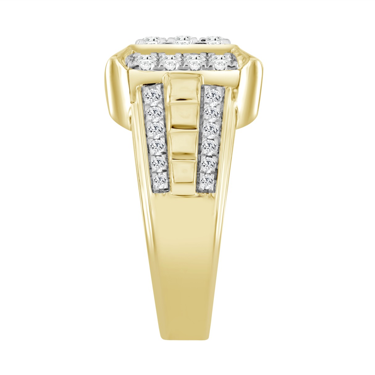 MEN'S RING 1 1/2CT ROUND DIAMOND 14K YELLOW GOLD