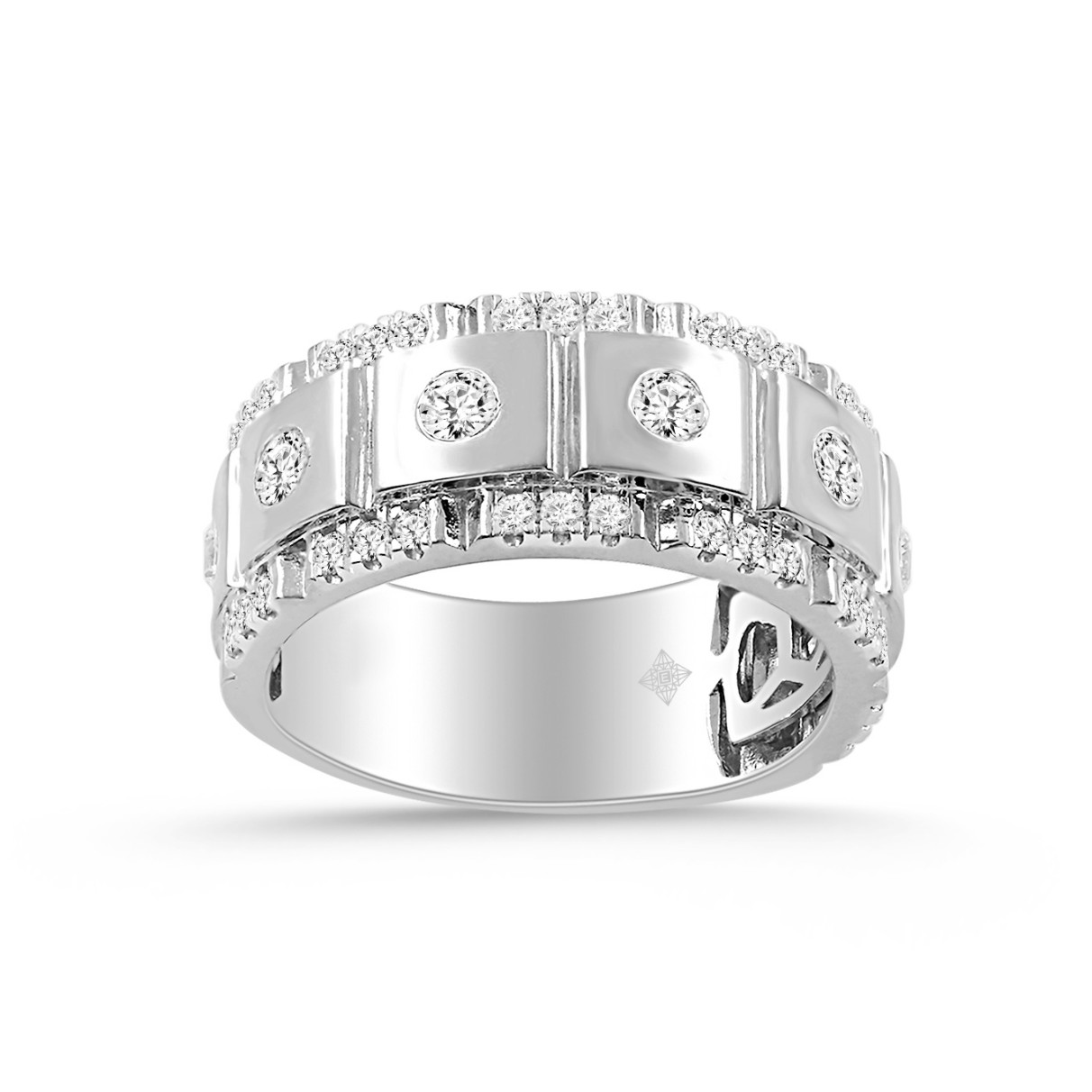 MEN'S BAND 1CT ROUND DIAMOND 14K WHITE GOLD...