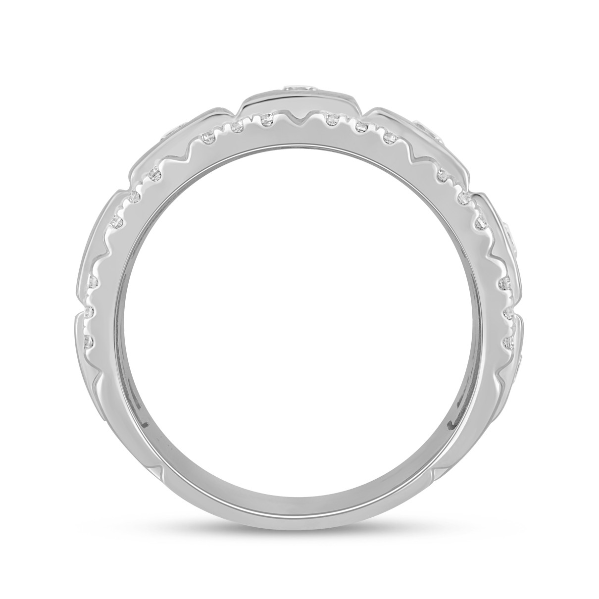 MEN'S BAND 1CT ROUND DIAMOND 14K WHITE GOLD