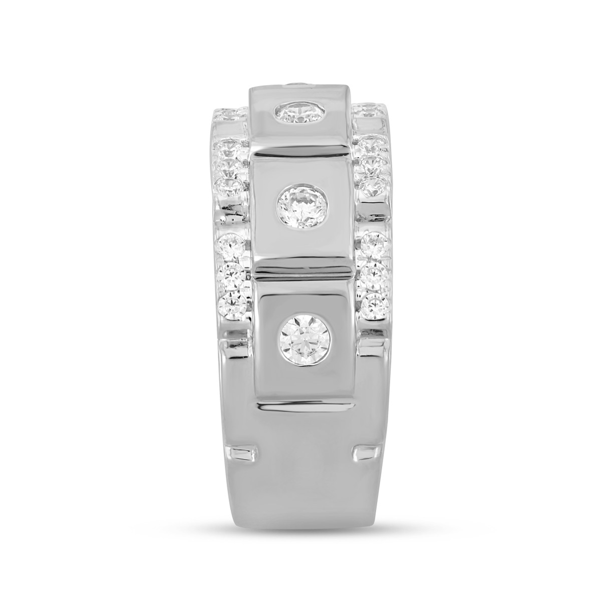 MEN'S BAND 1CT ROUND DIAMOND 14K WHITE GOLD