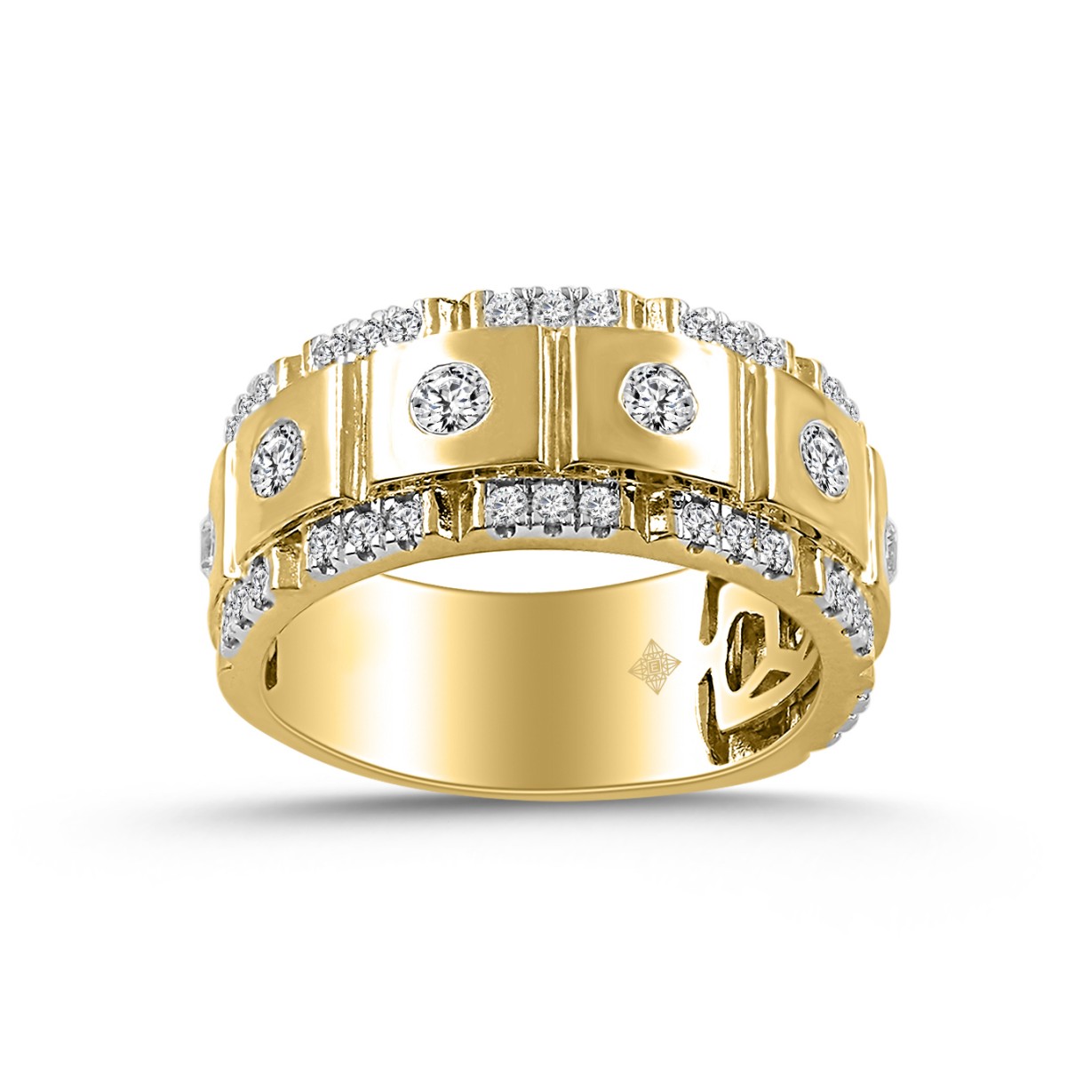 MEN'S BAND 1CT ROUND DIAMOND 14K YELLOW GOLD