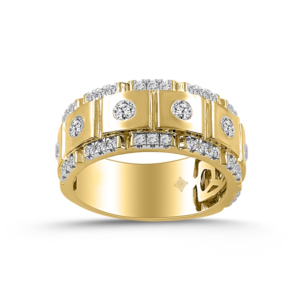 MEN'S BAND 1CT ROUND DIAMOND 14K YELLOW GOLD...