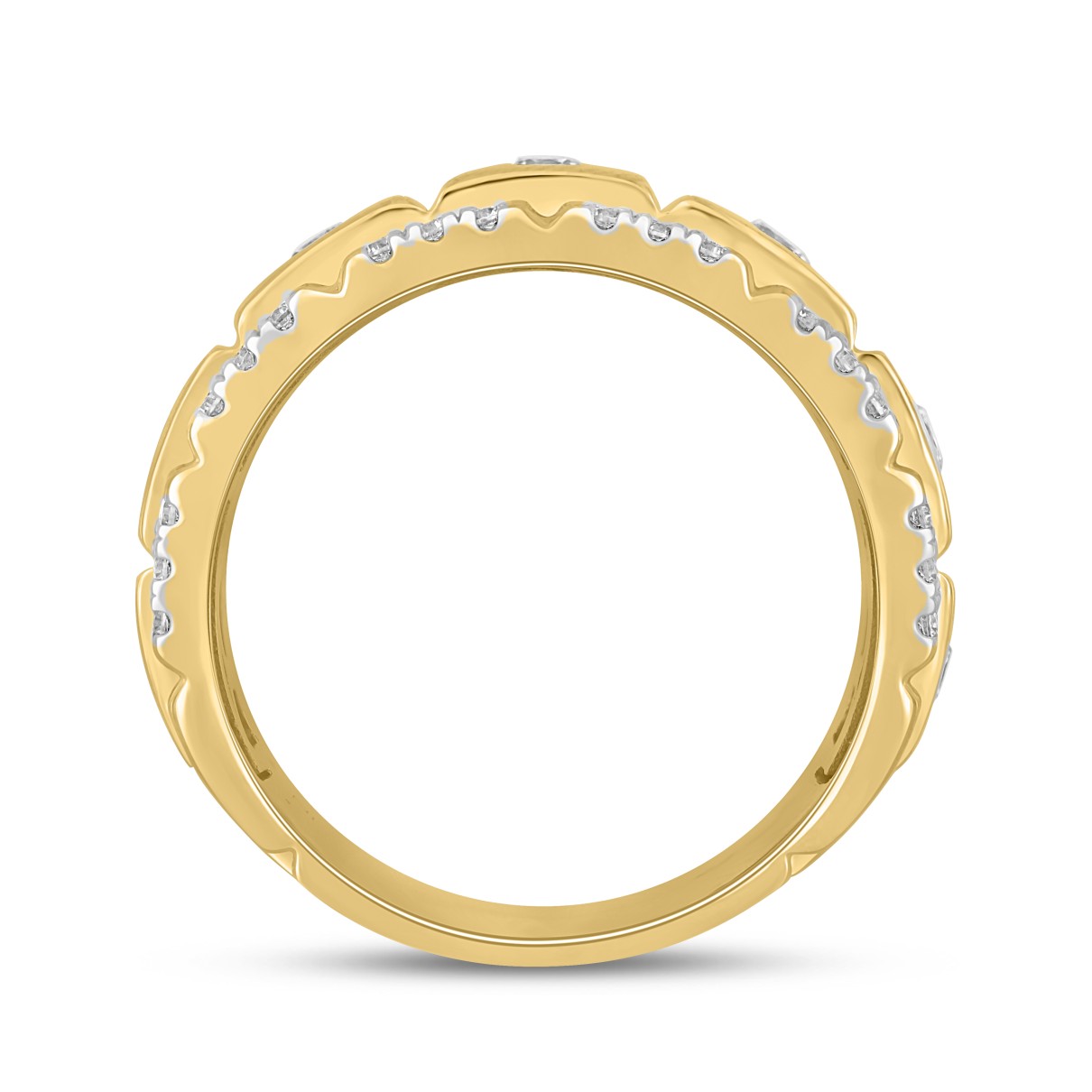 MEN'S BAND 1CT ROUND DIAMOND 14K YELLOW GOLD