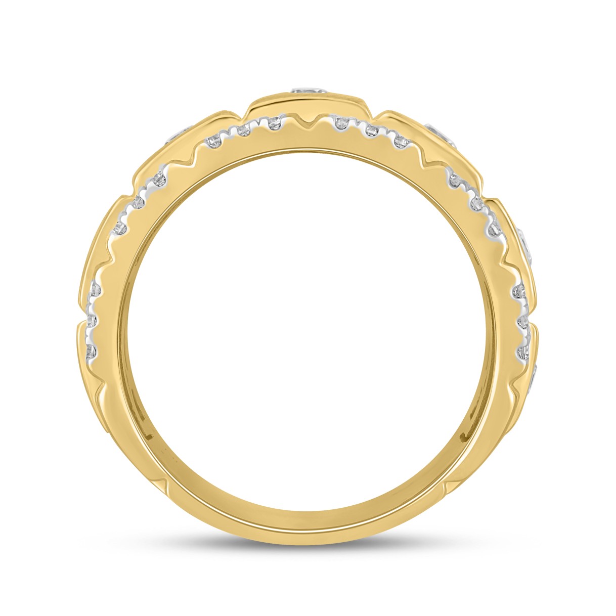 MEN'S BAND 1CT ROUND DIAMOND 14K YELLOW GOLD