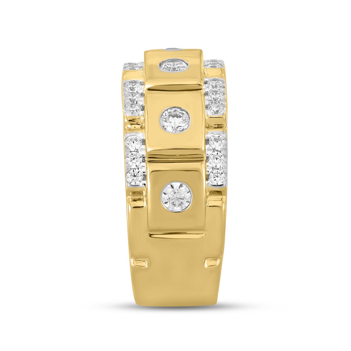 MEN'S BAND 1CT ROUND DIAMOND 14K YELLOW GOLD