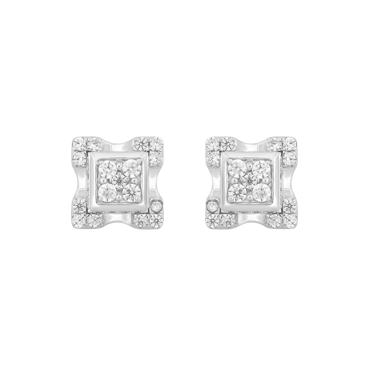 MEN'S EARRINGS 3/4CT ROUND DIAMOND 14K WHITE GOLD...