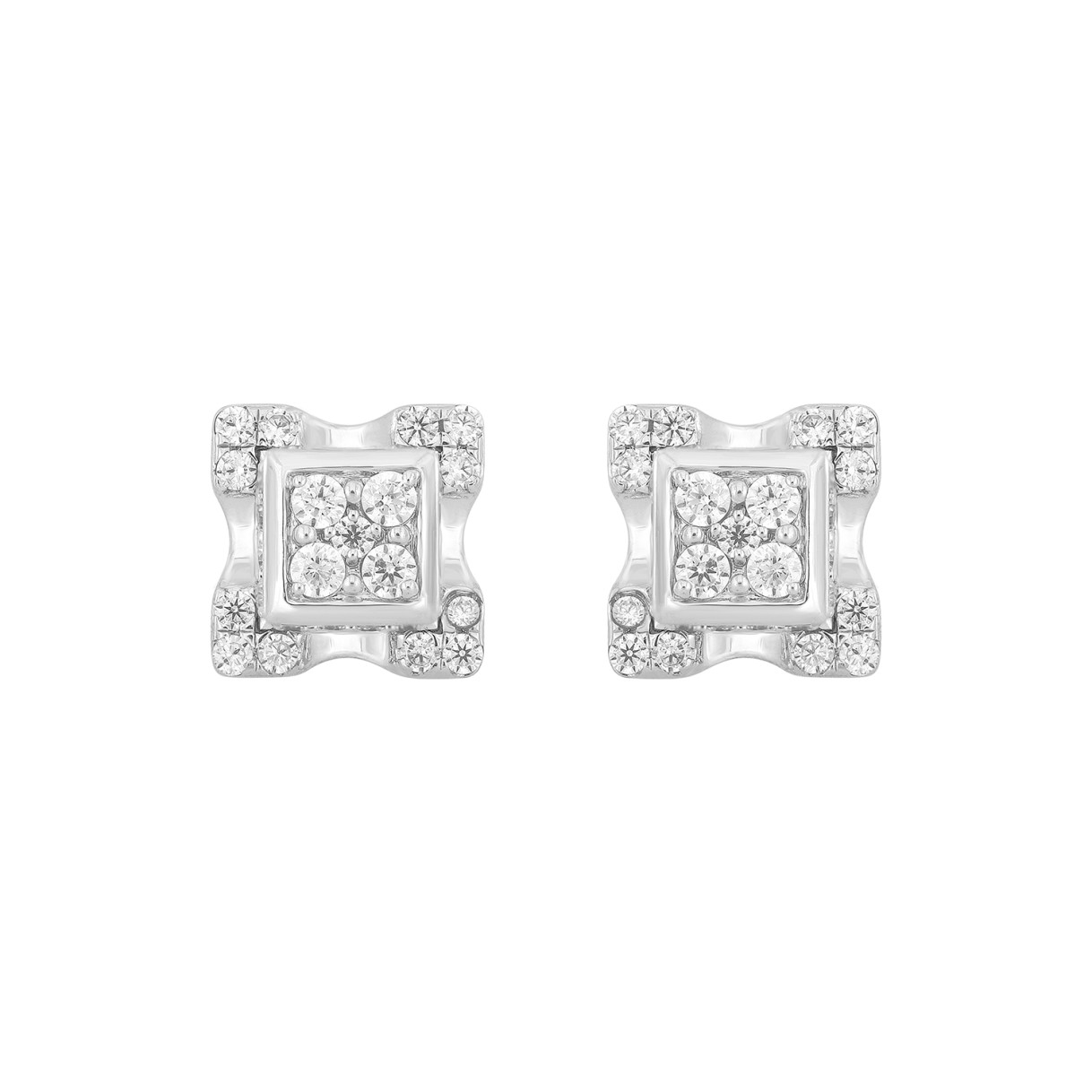MEN'S EARRINGS 3/4CT ROUND DIAMOND 14K WHITE GOLD