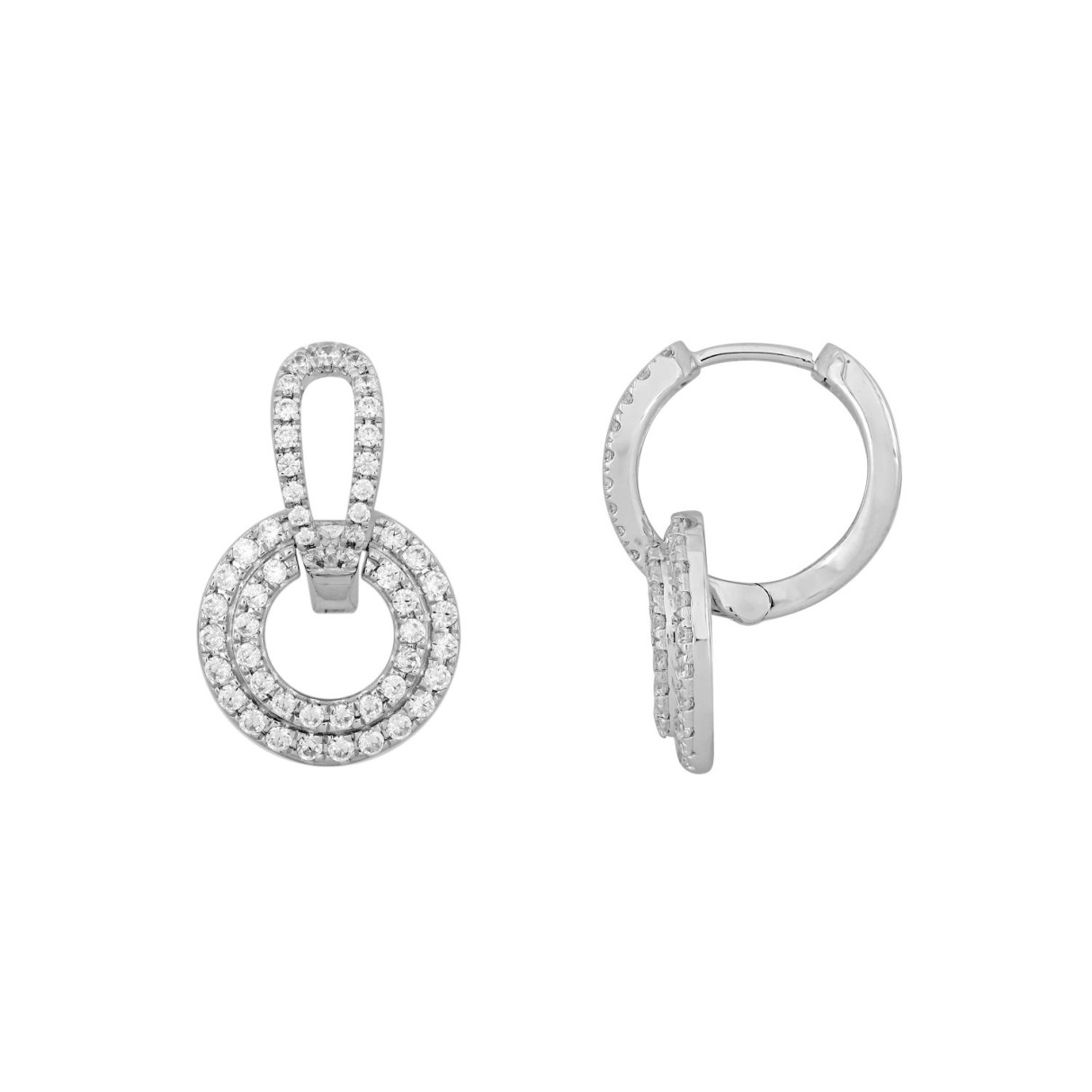 14K WHITE GOLD 1CT ROUND DIAMOND MEN'S EARRINGS 