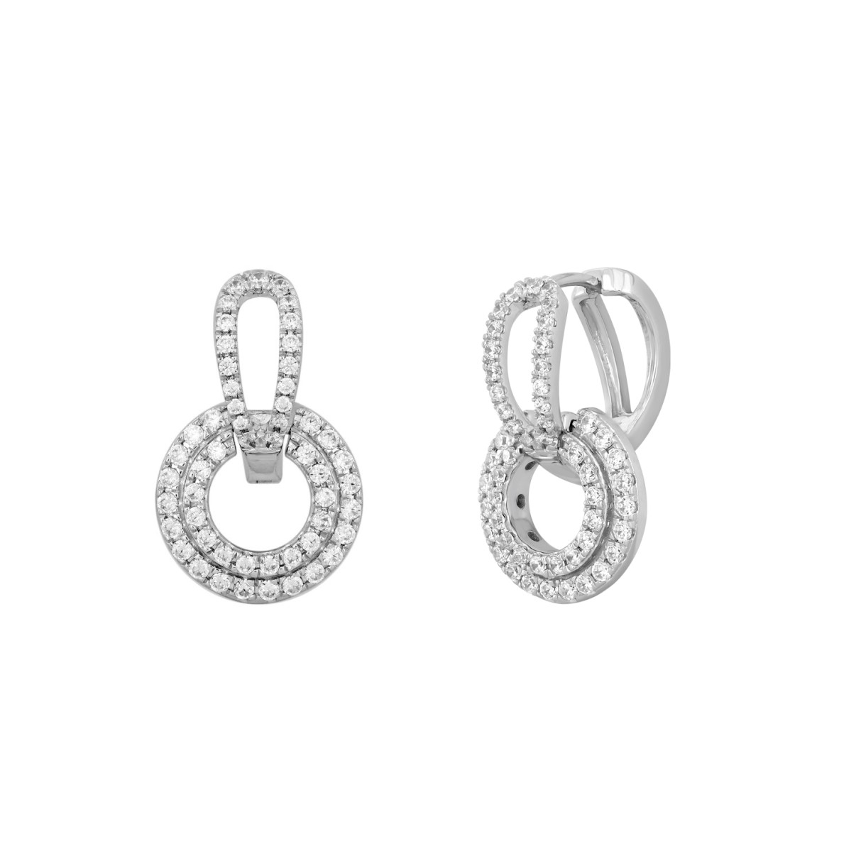 14K WHITE GOLD 1CT ROUND DIAMOND MEN'S EARRINGS 