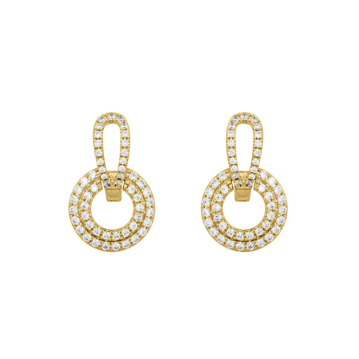 14K YELLOW GOLD 1CT ROUND DIAMOND MEN'S EARRINGS 