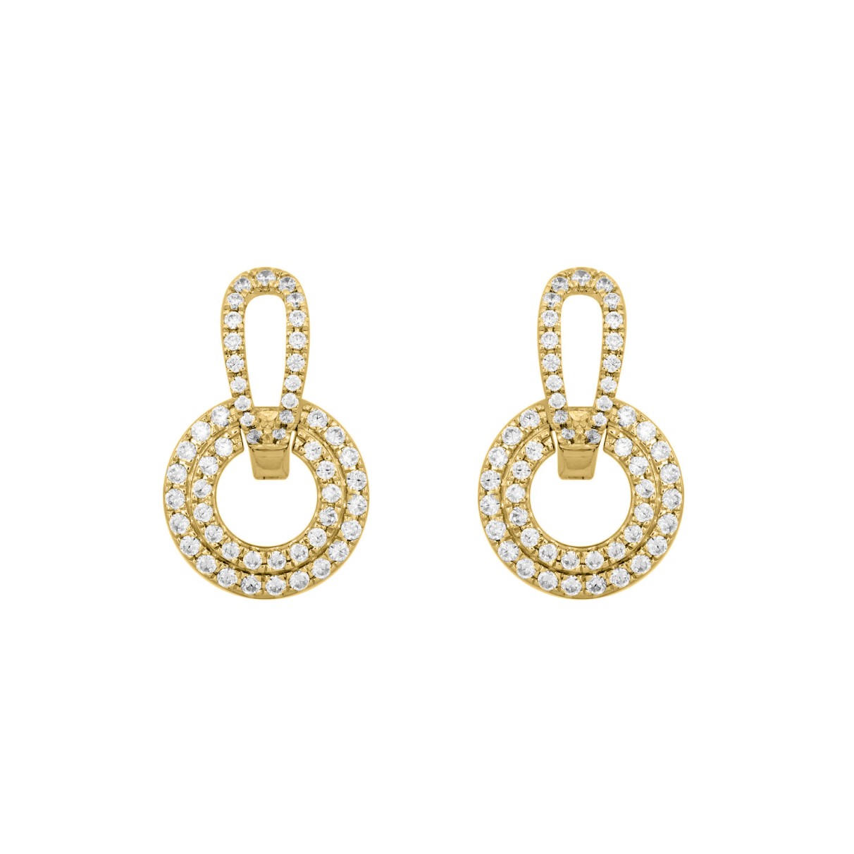 14K YELLOW GOLD 1CT ROUND DIAMOND MEN'S EARRINGS ...