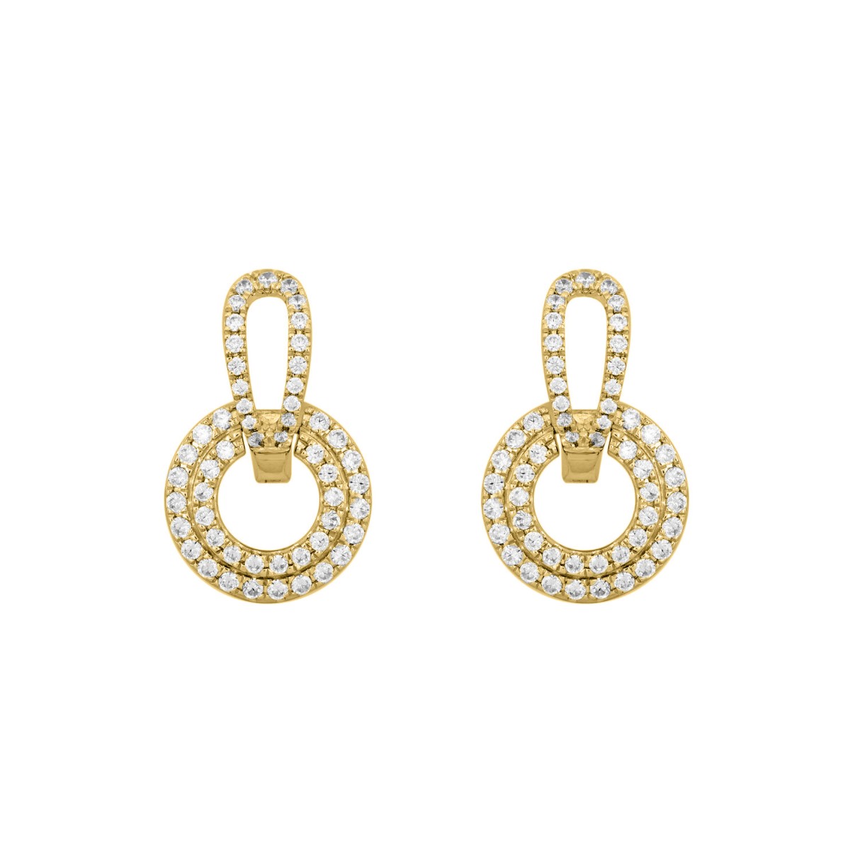 14K YELLOW GOLD 1CT ROUND DIAMOND MEN'S EARRINGS ...