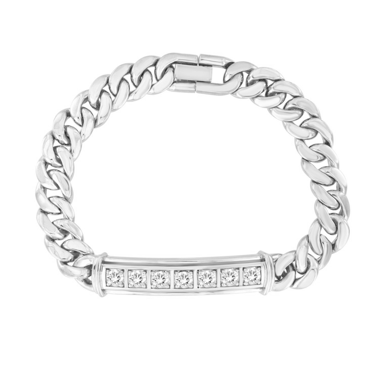 MEN'S BRACELET 2 1/2CT ROUND DIAMOND 14K WHITE GOL...