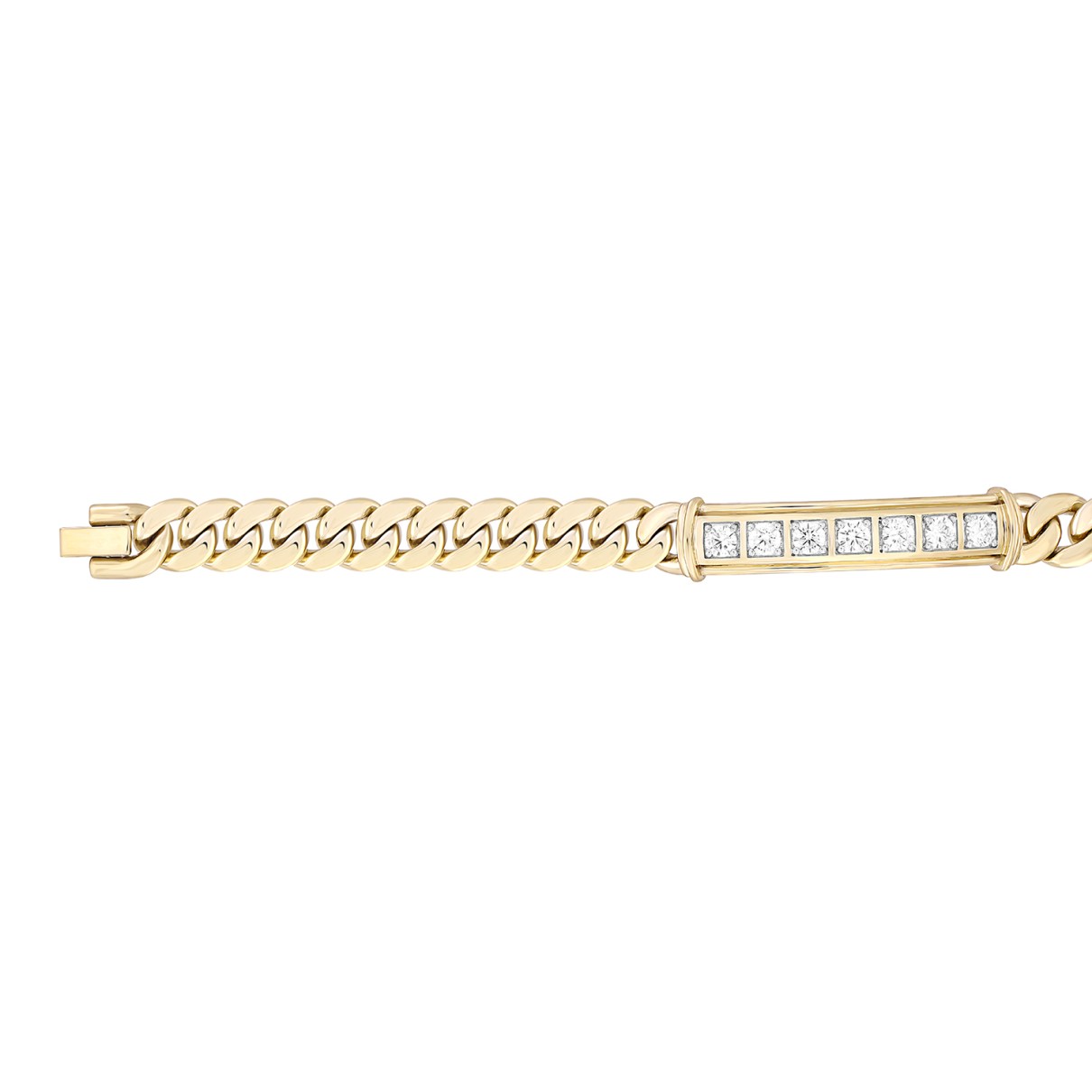 MEN'S BRACELET 2 1/2CT ROUND DIAMOND 14K YELLOW GOLD