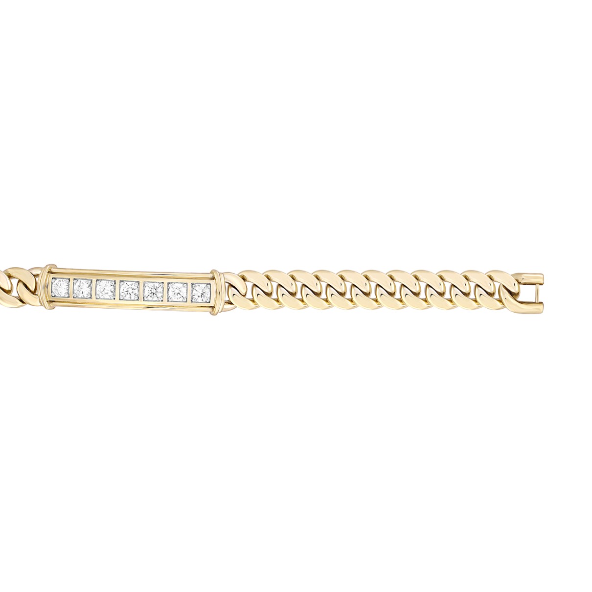 MEN'S BRACELET 2 1/2CT ROUND DIAMOND 14K YELLOW GOLD