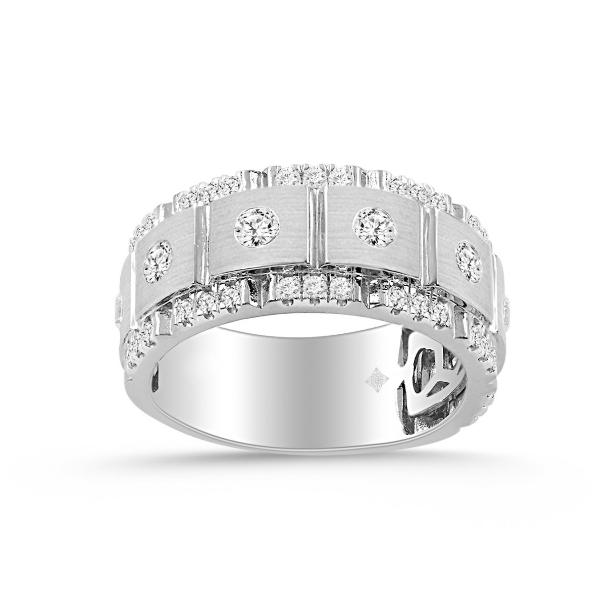 MEN'S BAND 1/2CT ROUND DIAMOND 14K WHITE GOLD...