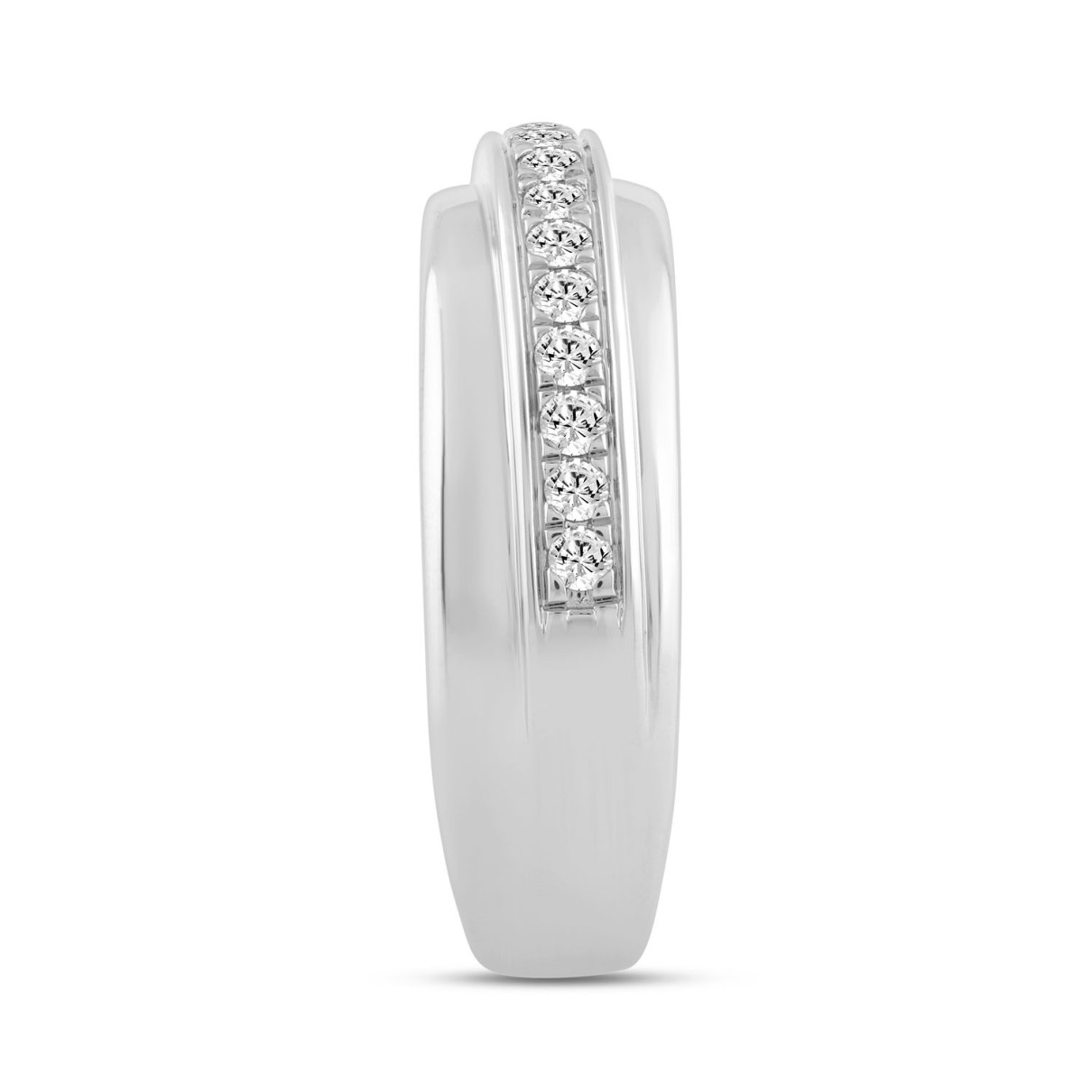 MENS BAND 1/2CT ROUND DIAMOND 14K WHITE GOLD