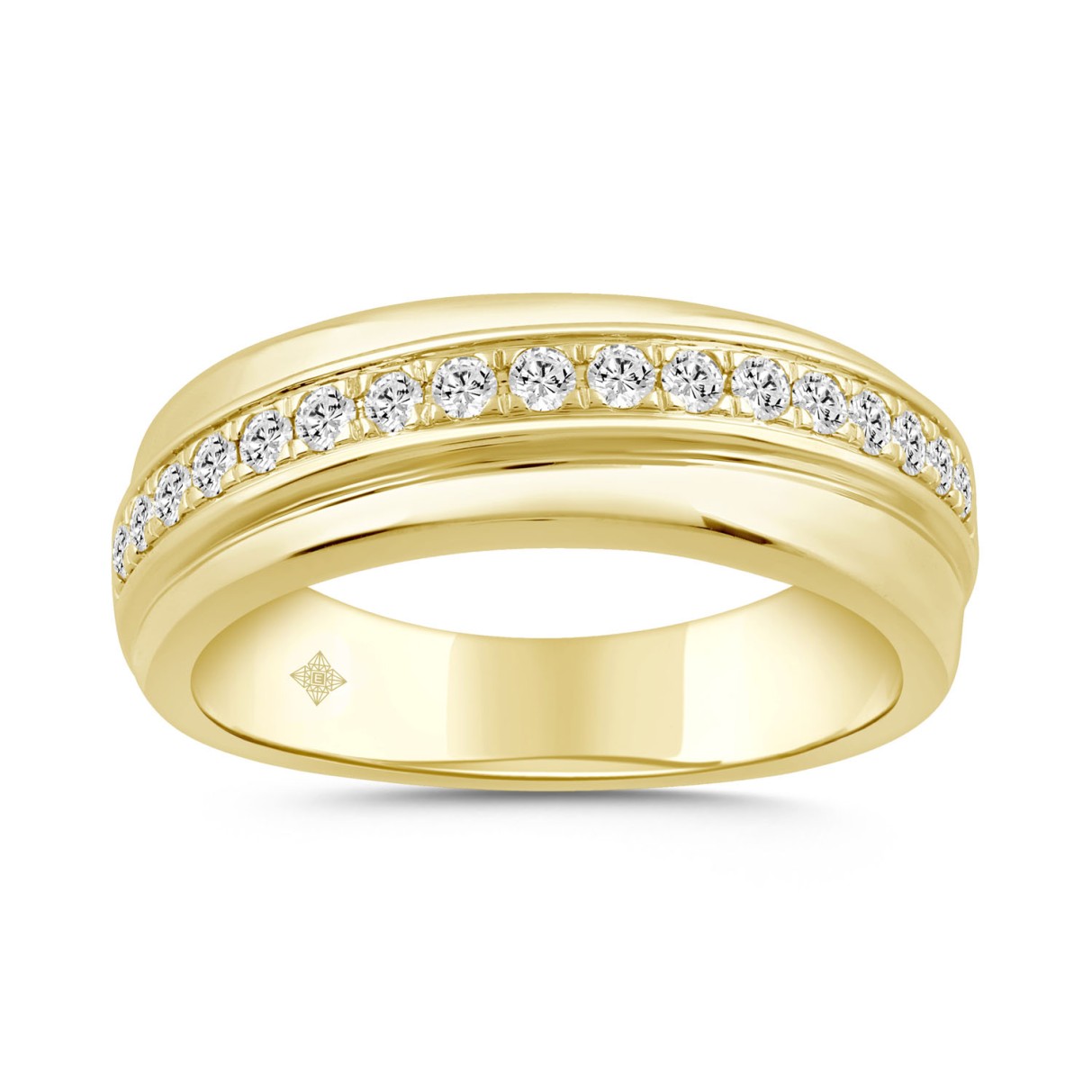 MENS BAND 1/2CT ROUND DIAMOND 14K YELLOW GOLD