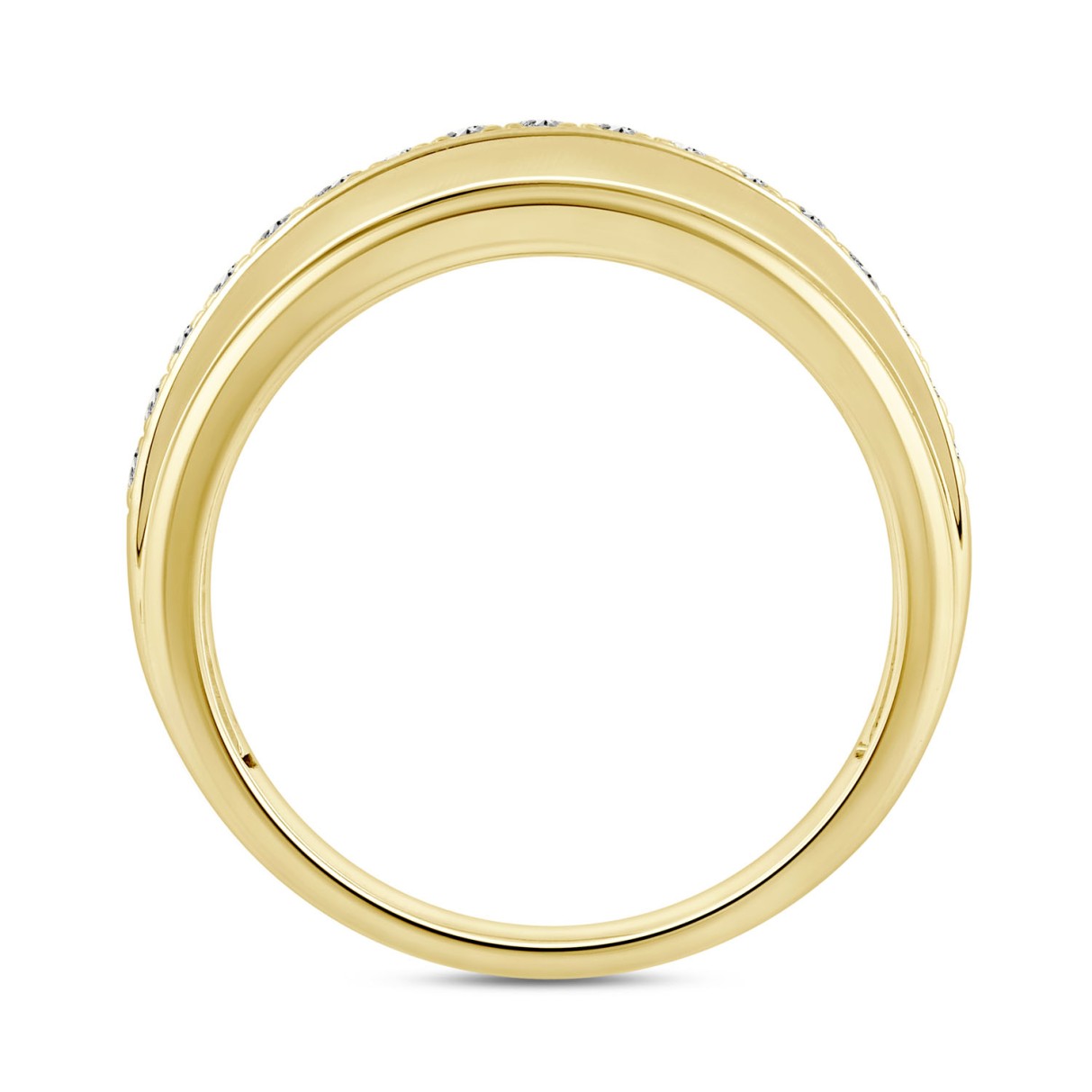 MENS BAND 1/2CT ROUND DIAMOND 14K YELLOW GOLD