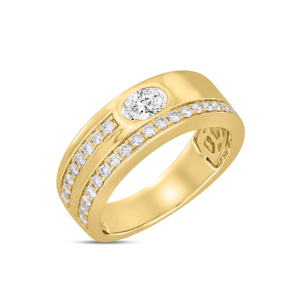 MEN'S BAND 1CT ROUND/OVAL DIAMOND 14K YELLOW GOLD