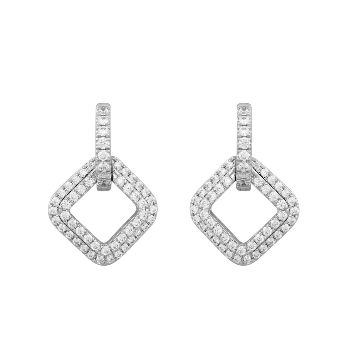 14K WHITE GOLD 1 1/2CT ROUND DIAMOND LADIES EARRINGS 